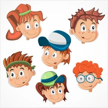Children's faces Stock Illustration