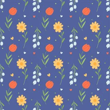 Childrens flowers seamless pattern for textile, wrapping. vector illustration Stock Illustration