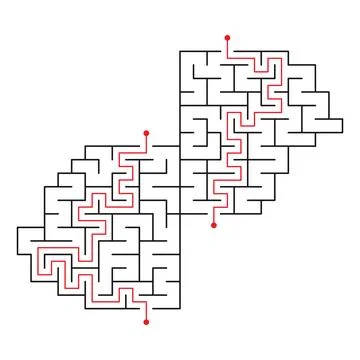 Children's game - a labyrinth for two to teach children. Stock Illustration
