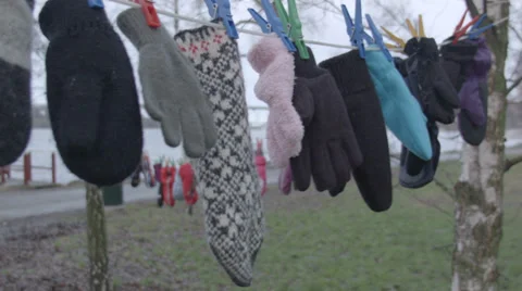 Childrens Gloves Stock Footage 33787622