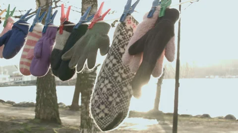 Childrens Gloves Stock Footage 33787725