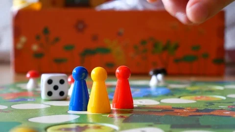 Children's hand close-up. Board game. Stock Footage 88887653