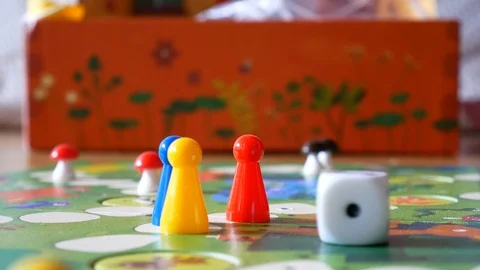 Children's hand close-up. Board game. Stock Footage 88887689