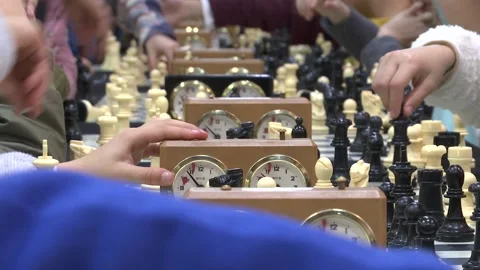 CHILDRENS HAND PLAYING CHESS Stock Footage 100199570