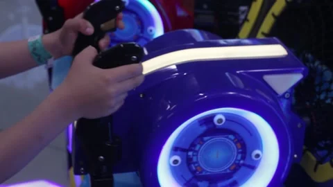 Children's hands and game machine Stock Footage 147550821