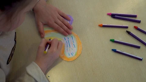 Children's hands are engaged in creativity. Stock Footage 98921284