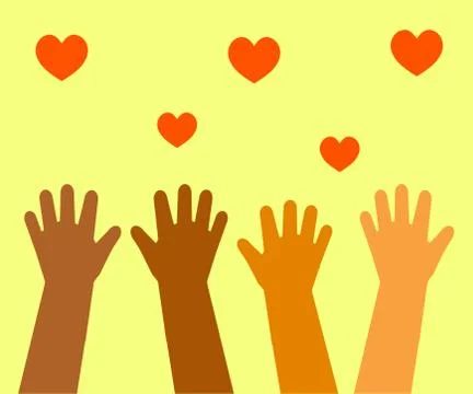 Children's hands are raised up. Vector illustration. Stock Illustration