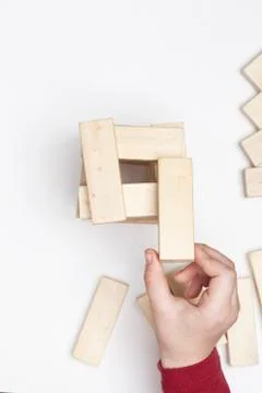 Children's hands build Stock Photos