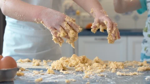 Children's hands in the dough Stock Footage 124943024