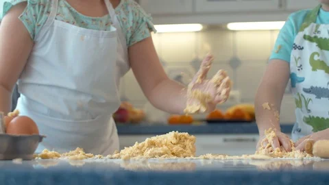 Children's hands in the dough Stock Footage 124950257