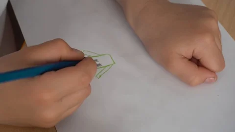 Children's hands draw with crayons Stock Footage 114752362