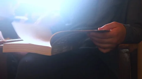 Children's hands leafing through old books  Stock Footage 108133477