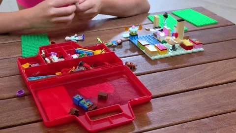 Children's hands playing with bricks. Stock Footage 340405950