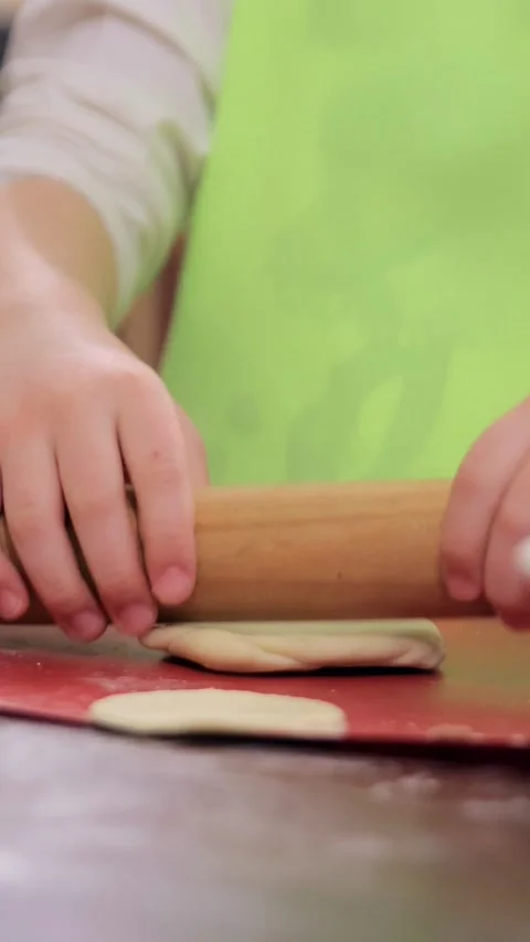 Children's hands show cooked ravioli Stock Footage 304160956