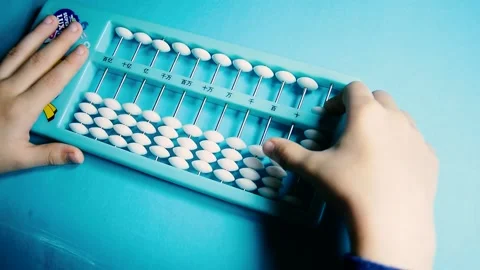 Children’s hands use abacus. Children learn to Abakus Stock Footage 160073145