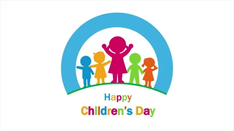 Childrens happy day logo Stock Footage 335161533