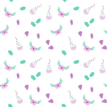 Childrens holiday pattern with confetti and cute animal. Childish birthday Stock Illustration