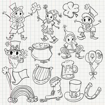 Childrens illustration design elements for the Irish holiday St. Patricks day Stock Illustration