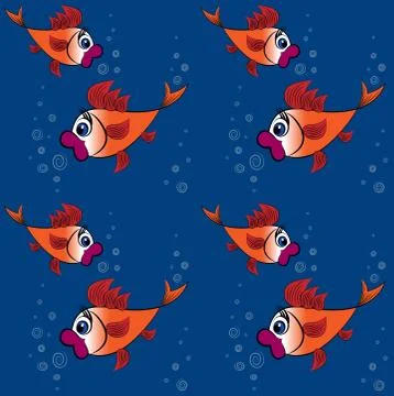 Children's illustration, design, pattern - a pair of surprised goldfish with  Ilustración de archivo