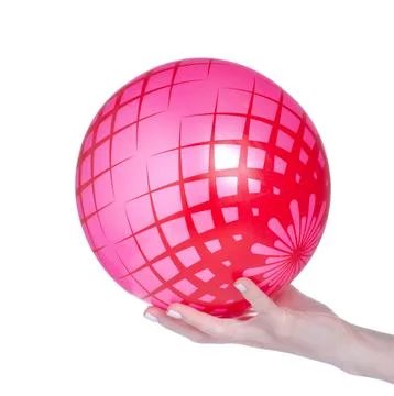Children's inflatable ball in hand 库存照片