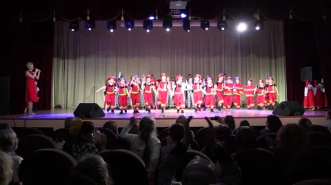 Children's introduce dance performance on concert hall stage Stock Footage 63502693