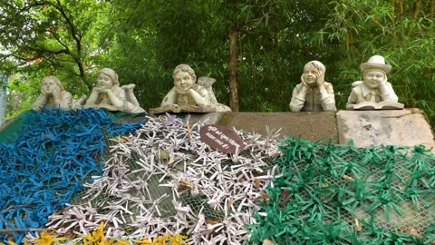 The Children’s Joy Statue in the Park Stock Footage 313565228