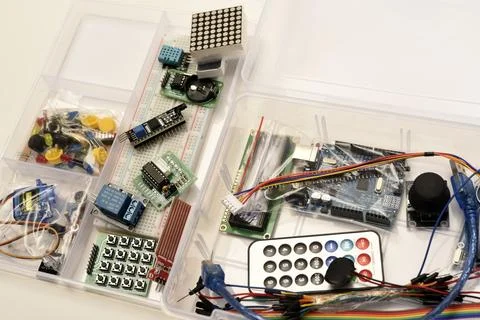 A children's kit for designing electronic devices. Amateur radio operator. .. Stock Photos