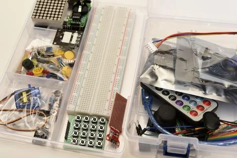 A children's kit for designing electronic devices. Amateur radio operator. .. Stock Photos