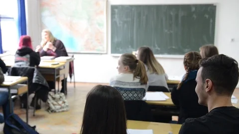 Children's learning in elementary school.  Kids studying in classroom. Stock Footage 98648551