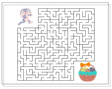 Children's logic game go through the maze. Help the hare find his way to th.. Stock Illustration