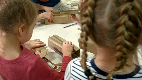 Children's makes science technology engineering project Stock Footage 86270986