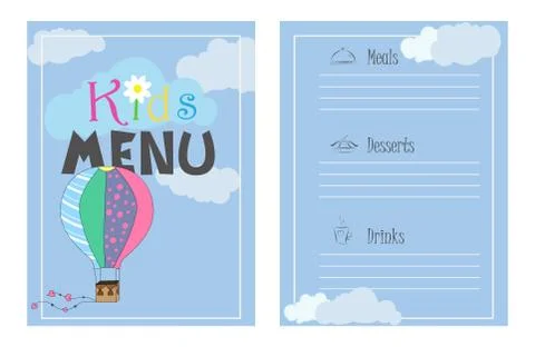 Children's menu template. Cafe menu design for kids. Menu for children with p Stock Illustration