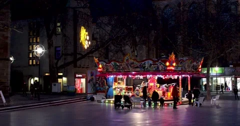 Children´s merry-go-round in the Christmas time during Corona crisis Video stock 143922553