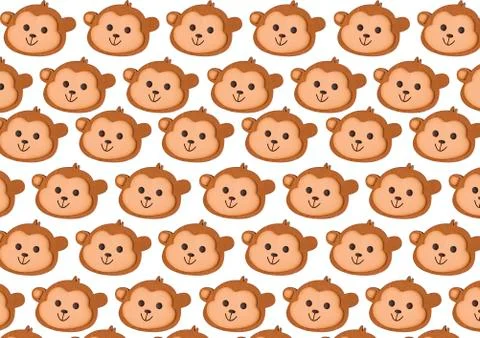 Children's monkey background, patterns on light background Stock Illustration