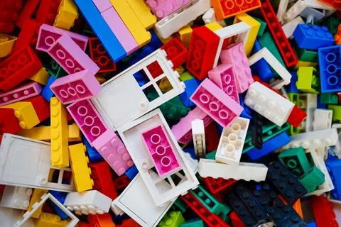 Children's multi-colored constructor. Details from the color constructor. Stock Photos