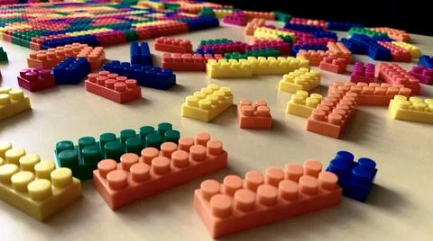 Children's multi-colored constructor for the play Stock Photos