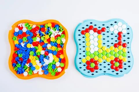 Children's multi-colored plastic educational mosaic for preschool children. 写真素材