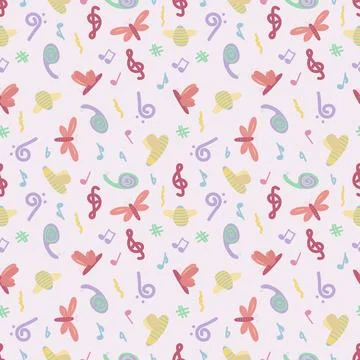 Children's music pattern Illustrazione stock