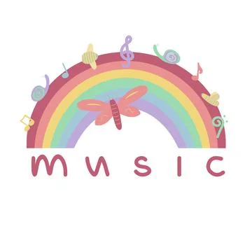 Children's musical rainbow Illustrazione stock