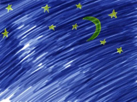 Children's paint moon Stock Illustration