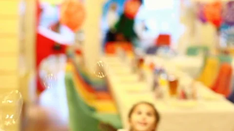 Children's party with bubbles 스톡 동영상 83246796