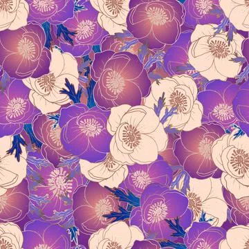 Childrens pattern. A dense background of beautiful leaves and flowers with go Stock Illustration