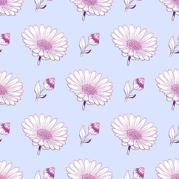 Childrens pattern. Floral background. Pink and blue. Flowers texture. Seamles Stock Illustration
