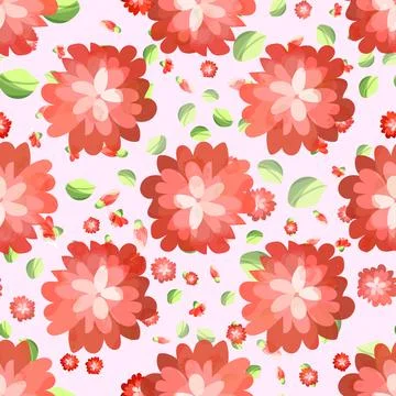 Childrens pattern flowers. Seamless floral pink and red pattern. Bright chrys Stock Illustration