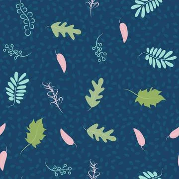 Childrens pattern leaves. Leaves seamless pattern. Soft pastel colors of the Stock Illustration