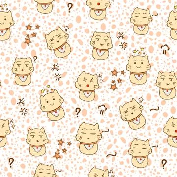 Childrens pattern. Seamless background with a crowd of cats. Vector illustration Stock Illustration