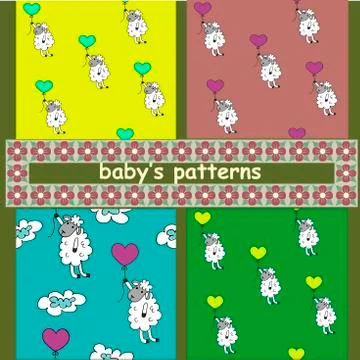 Childrens pattern. Sheep with balloons. Illustrazione stock