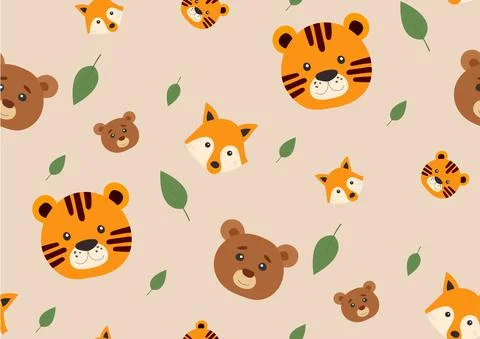Children's pattern with a tiger and a bear. Cute pattern for children's clothing Illustrazione stock