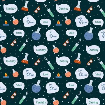 Children's Pattern training in laboratories. Background with chemical elements Stock Illustration