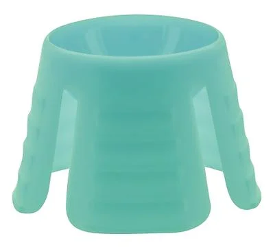 Children's plastic light blue stool isolated on white background closeup Foto stock
